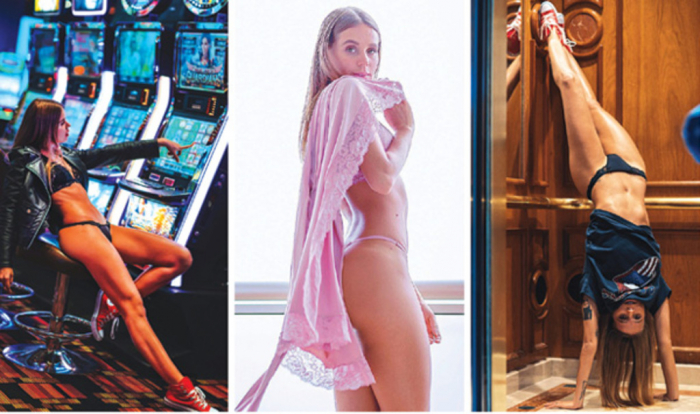 Carla fez as fotos para uma campanha de lingerie num cassino do país vizinho