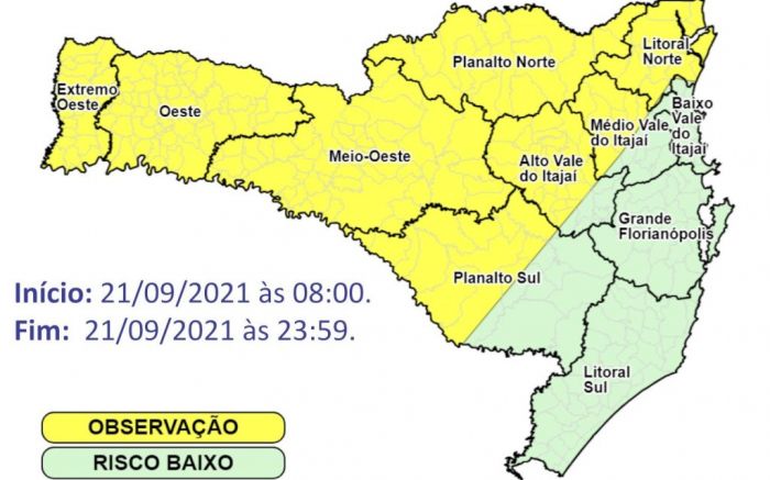 Na quarta-feira o tempo segue instável, com chuvas fracas e mar agitado Foto: Divulgação/ Defesa Civil