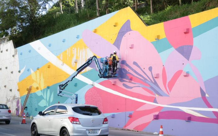 Pintura mural, que está em fase de conclusão, será a maior de Santa Catarina  (foto: divulgação)