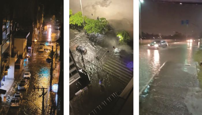 Ponte do Barranco e Atlântica transbordaram durante a madrugada. Fotos Terra Vista de Cima e Divulgação