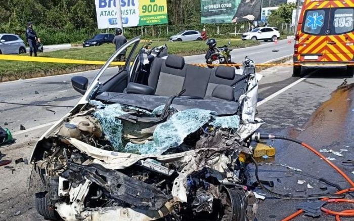 Motorista era a única ocupante do carro (Foto: Reprodução)