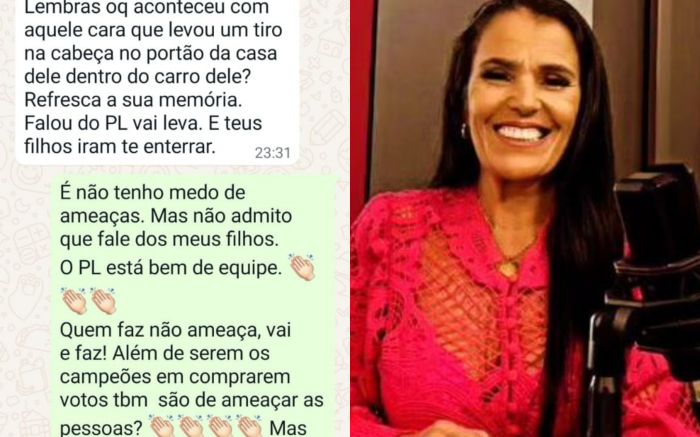 Um número desconhecido mandou uma mensagem falando em "tiro na cabeça" e filhos enterrarem a mãe (Foto: reprodução/redes sociais)