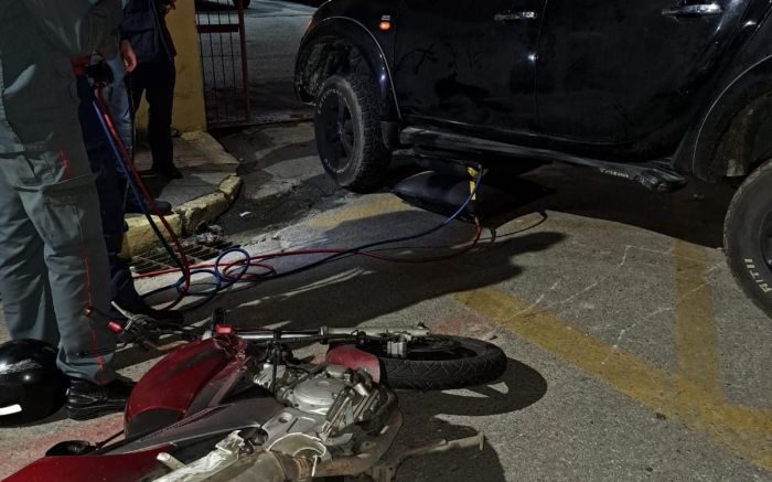 Motociclista não teve ferimentos (Foto: Divulgação/CBMSC)