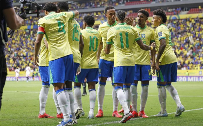 Raphinha (duas vezes), Andreas Pereira e Luiz Henrique fizeram os gols da seleção. Foto: Divulgação/CBF