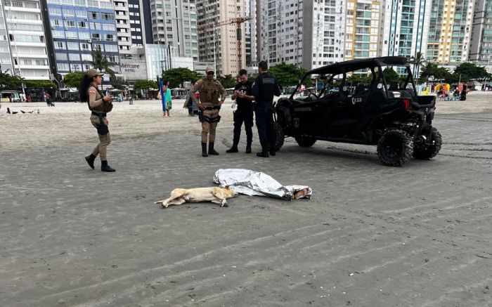 Cãozinho da vítima comoveu populares no local (Foto: Leitor)