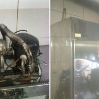 Freezer pega fogo e causa princípio de incêndio em cozinha industrial