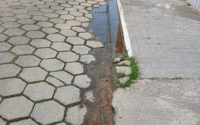 Ele reclama de água empoçada e se preocupa com a proliferação de mosquitos (Foto: Leitor)