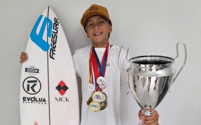 Gustavo venceu três das quatro etapas que disputou na categoria sub-10 (Foto: Divulgação)