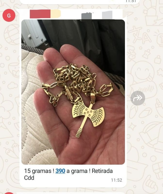 Venda de colar de ouro em grupo de WhatsApp do Comando Vermelho (foto: reprodução)