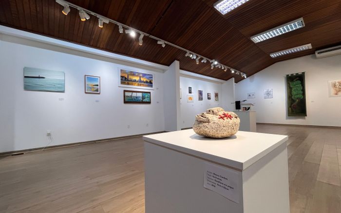 Esta edição da exposição “aqui, onde estamos” reúne mais de 60 artistas. Uma parte na Casa da Cultura Dide Brandão e 26 artistas na Galeria de Arte Univali (Foto: Ana Zigart)