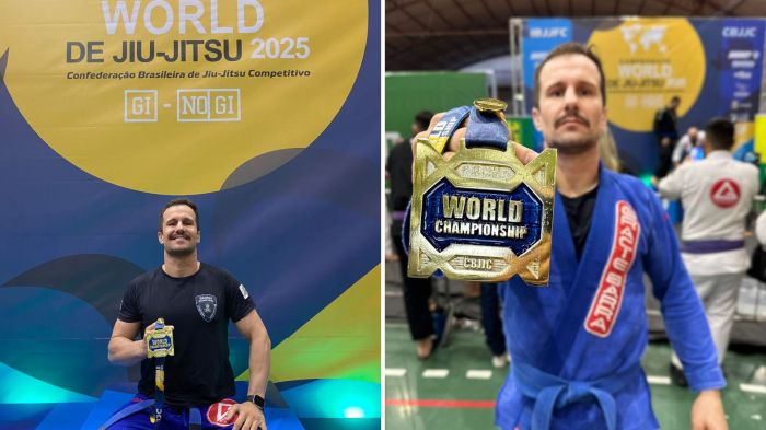 Piazera representou Itapema no World Championship da CBJJC e venceu por finalização (Foto: PMI/Divulgação)