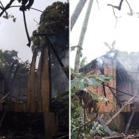 Incêndio destrói casa de madeira em Penha