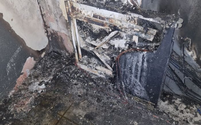 Vizinho percebeu a fumaça e acionou o socorro (Foto: Divulgação/CBMSC)