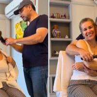 Ex-governador Moisés raspa o cabelo da esposa que trata um câncer