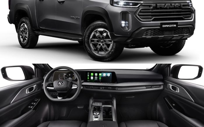 A nova Ram Dakota Warlock estreia com visual imponente e chega ao Brasil no início de 2026 (Foto: Divulgação)