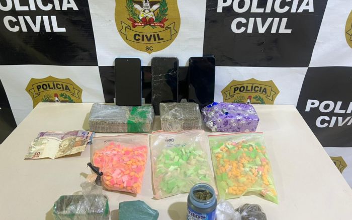 Polícia apreendeu 750 comprimidos de ecstasy (Divulgação/PCSC)