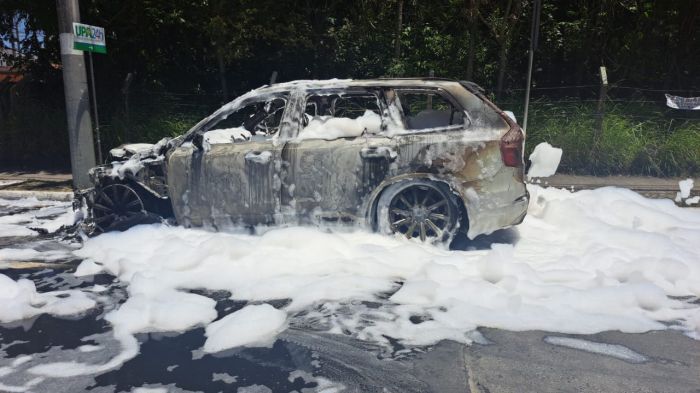 Motorista seguia por BC quando notou o incêndio (Foto: Divulgação/CBMSC)