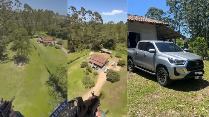 Rastreador da Hilux auxiliou na operação (Foto: Divulgação/PMSC)