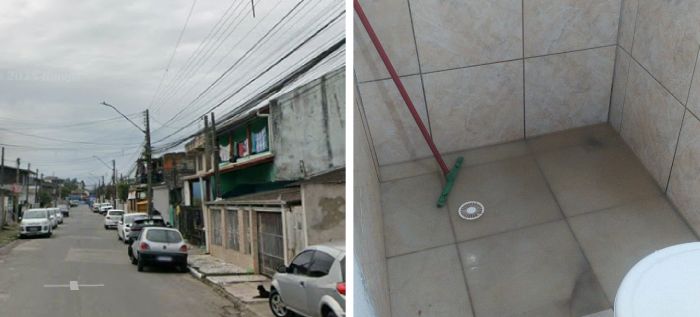 Imagens feitas pela moradora mostram o esgoto transbordando para a calçada e casas da rua (Foto: Leitora)