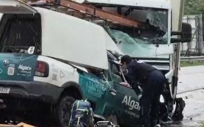 Equipamento foi arremessado para dentro do caminhão e matou o motorista na hora