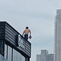 Homem tenta roubar e acaba no telhado de cafeteria