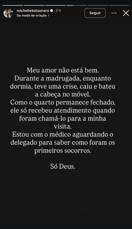 Conteúdo publicado no story de Michelle Bolsonaro no Instagram (Foto: reprodução/redes sociais)