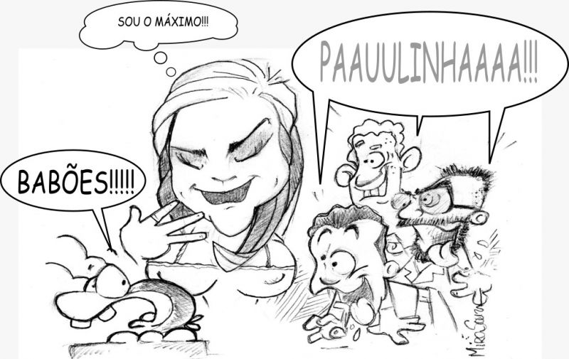 E a toda poderosa dra. Paula Bernardo, a cara do governo Volnei, continua no PL depois da presepada? (Charge Miro Souza)