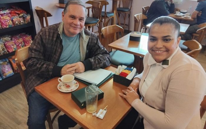 Leni com o JC