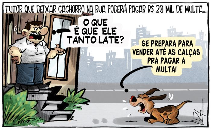 Tutor poderá pagar R$ 20 mil de multa se deixar cachorro na rua