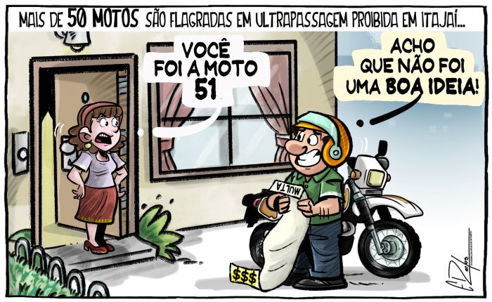 Mais de 50 motos são flagradas em ultrapassagem proibida em Itajaí