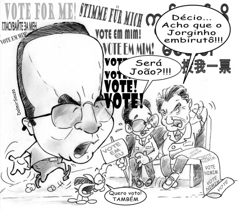 Enquanto isso, Jorginho Mello (PL), João Rodrigues (PSD) e Décio Lima (PT)... (Charge do Dalmir )